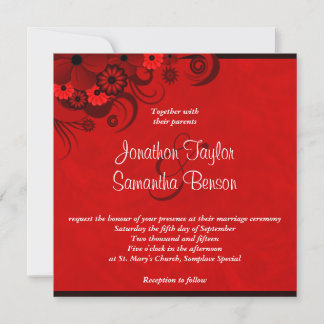 Invitation Rouge foncé Floral Gothique Personnalisé Mariage I