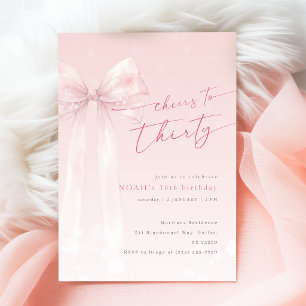 Invitation Rouge Foncé Ruban Rose Hiver Félicitations pour un