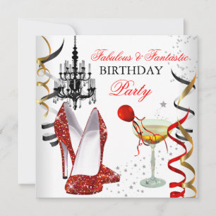 Invitation Rouge Gold Chandelier White Champagne Party 2