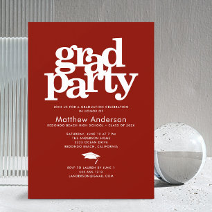Invitation Rouge grand parti moderne audacieuse typographie s