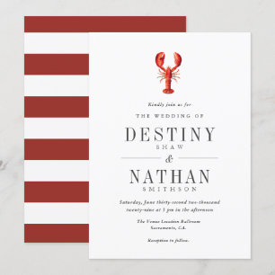 Invitation Rouge Homard Mariage à thème Rouge Blanc