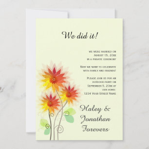 Invitation Rouge Jaune Vert Floral Réception Extérieure Seule
