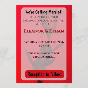 Invitation Rouge Juteux Monochrome Simple Rose Osez Mariage G