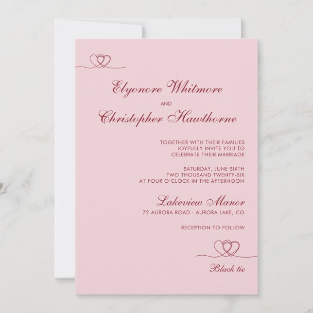 Invitation Rouge juteux rose  Moderne chic mélange et corresp (Devant)