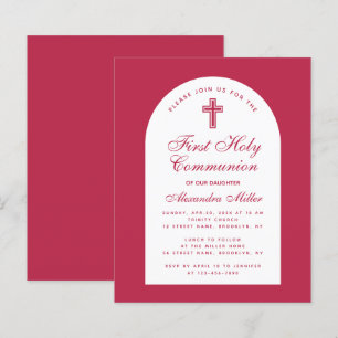 Invitation rouge magenta pour fille pour la premiè