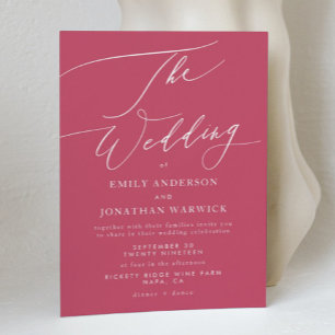 Invitation Rouge moderne Magenta simple