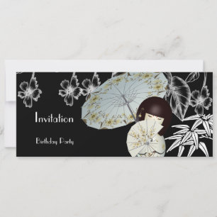 Invitation Rouge Noir Blanc Asiatique Bambou