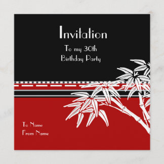 Invitation Rouge Noir Blanc Asiatique Bambou TEST