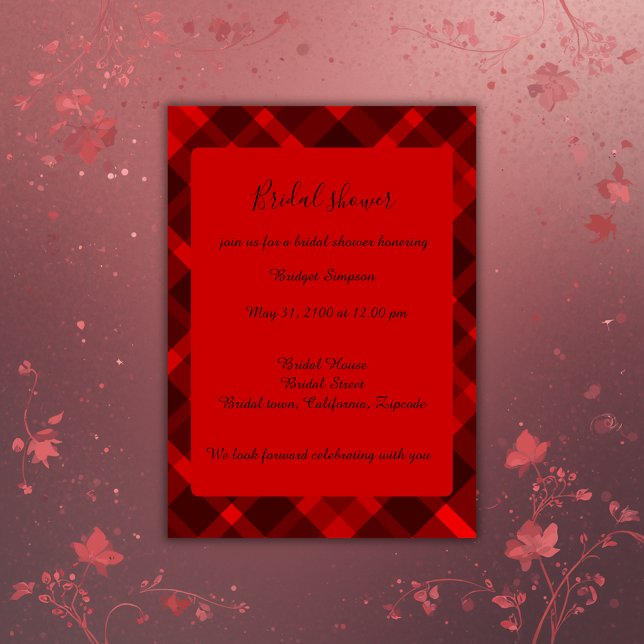 Invitation rouge noir écossais celtique tartan mariage motif (Créateur téléchargé)