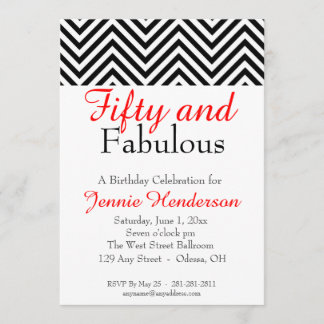 Invitation rouge, noire, et blanche d'anniversaire