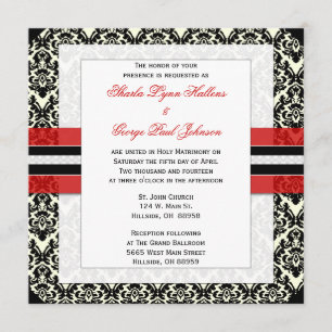 Invitation rouge, noire, et blanche de mariage