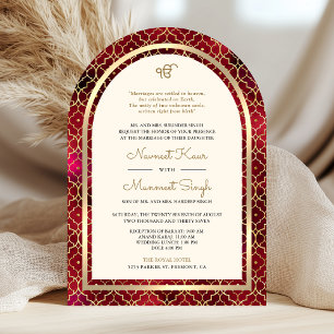 Invitation Rouge or Marocain QR Code Sikh Arch Mariage