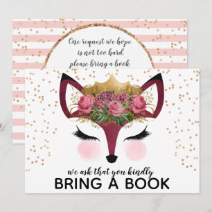 Invitation Rouge & Or Princesse Renard Apporte un Livre