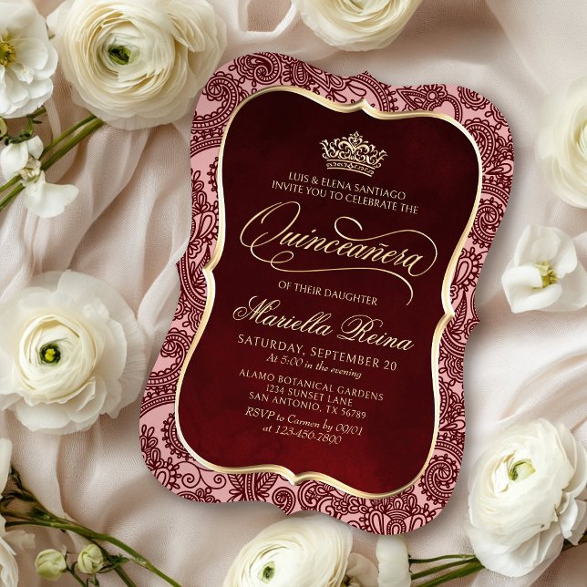 Invitation Rouge or Quinceañera (Créateur téléchargé)