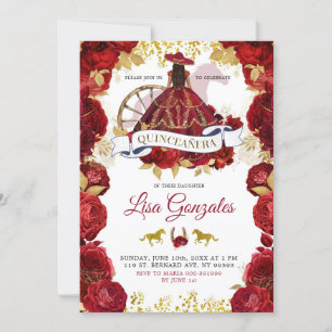 Invitation Rouge or Roses Western Charra Boots Quinceañera