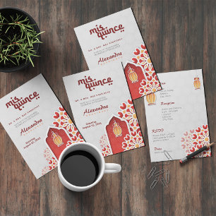 Invitation Rouge Orange Fleur Jaune Nuit Arabe Quinceañera