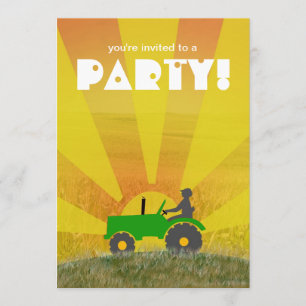 Invitation rouge ou verte de partie de tracteur :