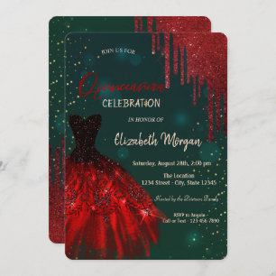 Invitation Rouge Parties scintillant Drives Robe Verte Quince