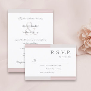 Invitation Rouge Pastel Gris Blanc Rayures Élégant Réponse Ma