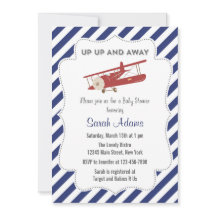 Rouge plat vintage et bleu d'invitation de baby