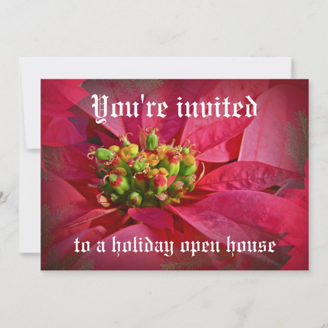 Invitation Rouge Poinsettia - Noël (Devant)