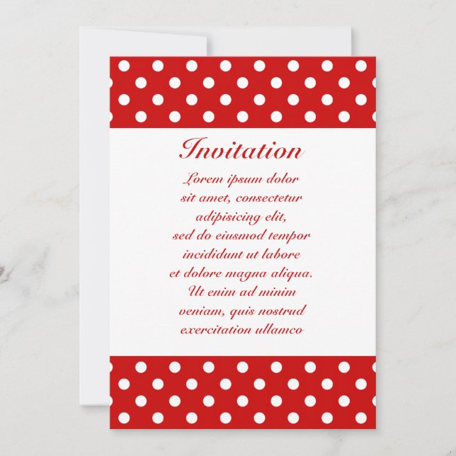 Invitation Rouge Pois + Couleur personnalisée (Devant)