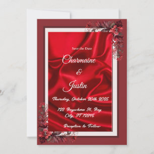 Invitation Rouge romantique et blanc Sauvez la date - Saint V