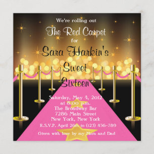 Invitation rouge/rose du bonbon 16 de Hollywood de