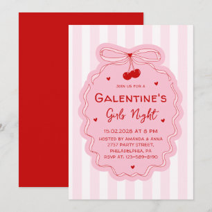 Invitation Rouge Rose Féminin Coquette Arc Galentines Soirée