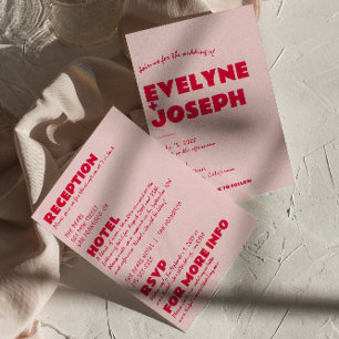 Invitation Rouge rose moderne tout en un amusant audacieux Ma