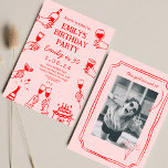 Invitation Rouge rose Whimsical Funky Quirky 30 e anniversair<br><div class="desc">Hirky Hand Drawn Funky Cheers Bières 30 e anniversaire</div>