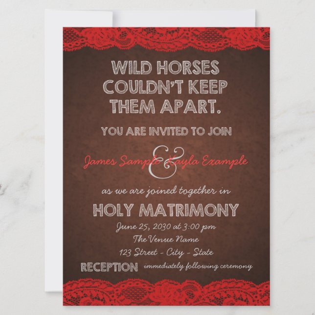 Invitation Rouge rustique et Mariage Brown (Devant)