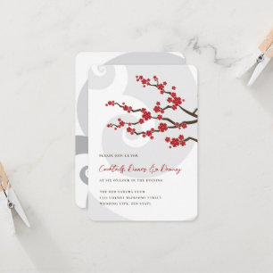 Invitation Rouge Sakura Fleurs cerisiers fleurs Mariage