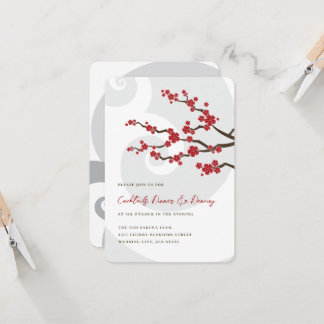 Invitation Rouge Sakura Fleurs cerisiers fleurs Mariage