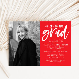 Invitation Rouge   Salutations à la Grad Script Grad Graduati