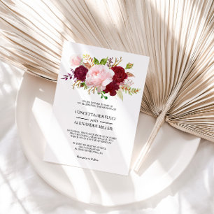 Invitation Rouge Tropical et mariage romantique