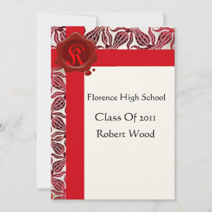 Invitation ROUGE TULIPS GRADUATION PARTI Cire Monogramme de p