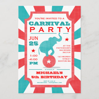 Invitation Rouge | Turquoise Carnival Party Big Top Anniversa