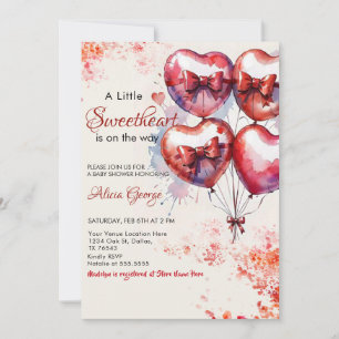 Invitation Rouge Un peu amoureux Balloons et baby shower arc