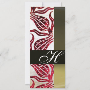 Invitation ROUGE VELVET DAMASK TULIPS MONOGRAMME Bourgogne Bl