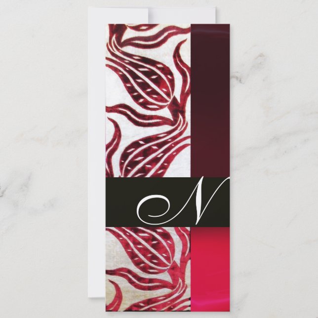 Invitation ROUGE VELVET TULIP MONOGRAM Bourgogne Champagne Bl (Devant)