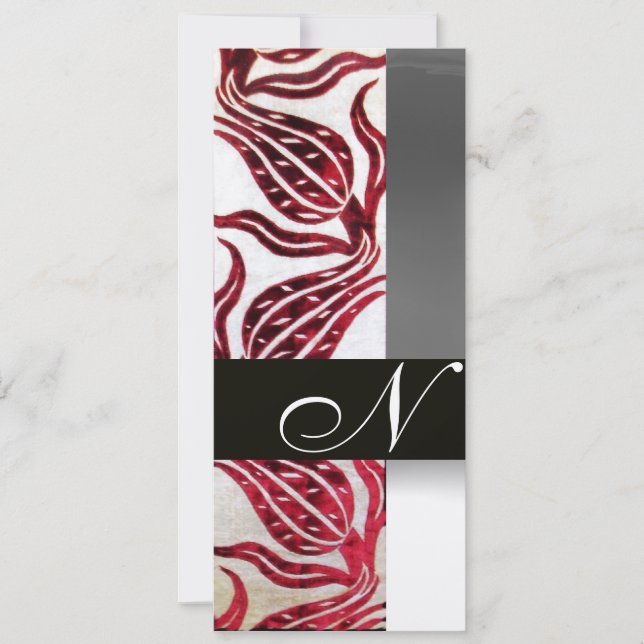 Invitation ROUGE VELVET TULIP MONOGRAM Bourgogne Champagne bl (Devant)
