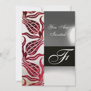 Invitation ROUGE VELVET TULIP MONOGRAMME Bourgogne blanche gl