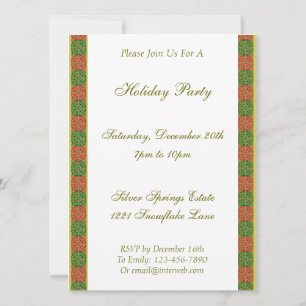 Invitation Rouge Vert Fleur de Lis Fête Personnalisée 5.5x7.5