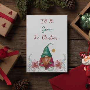 Invitation Rouge vert Gnome Holly Berry Poinsettia aquarelle