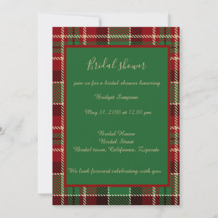 Invitation rouge vert noir écossais celtique tartan mariage