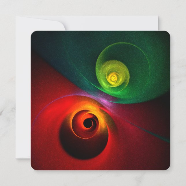 Invitation Rouge Vert Yin Yang Moderne Motif d'Art Abstrait # (Devant)