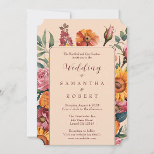 Invitation Rouges d'automne Golds Floral Mariage de automne f