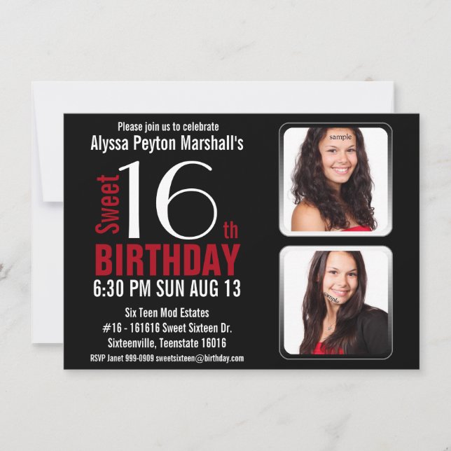 Invitation Rouges modernes et noircissent 2 la partie du (Devant)