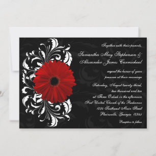 Invitation Rouges, noirs et blancs Gerbera Daisy